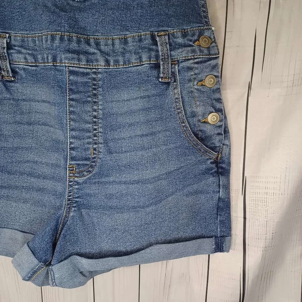 No Boundaries Blue Denim Short Overalls - Image 3