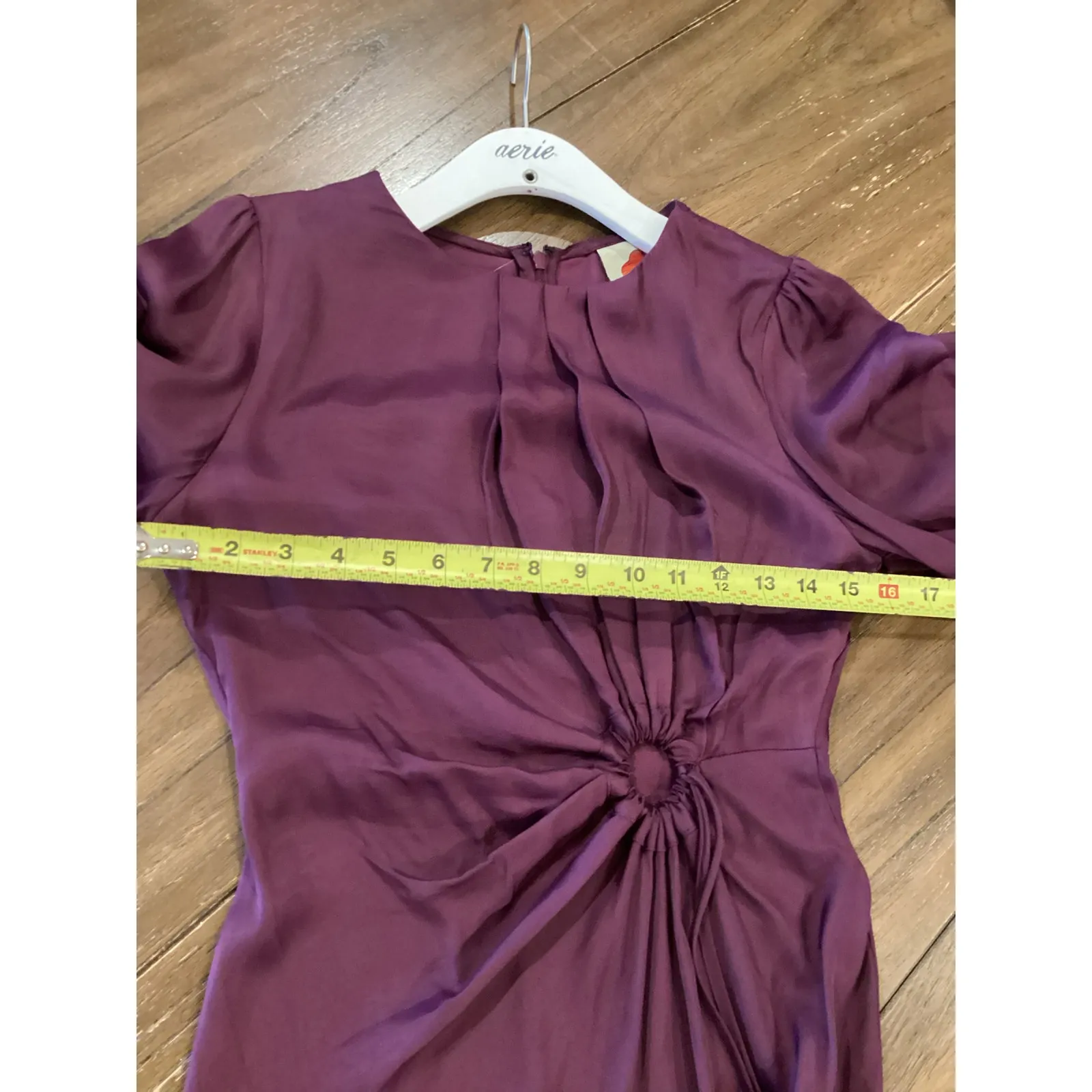 Farm Rio Purple Cutout 3/4 puff sleeve midi Dress XS - Image 10