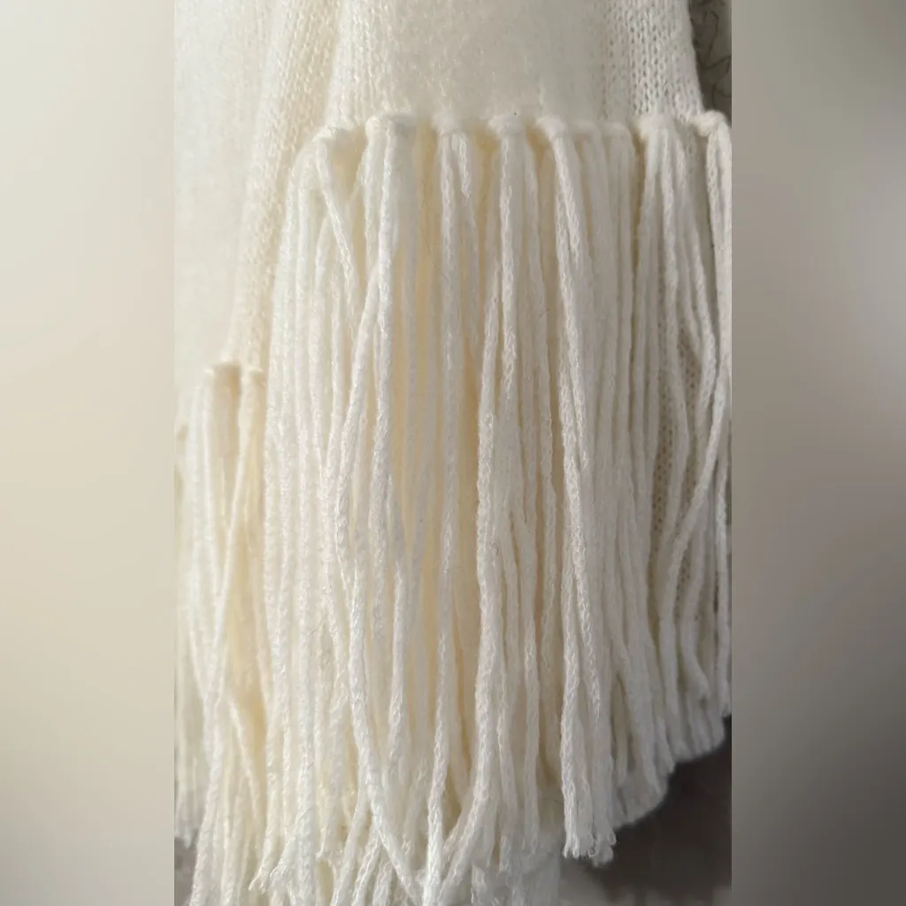 Lilly Pulitzer Kip Fringe Poncho Sweater in Coconut Size L/XL Cowl Neck - Image 8