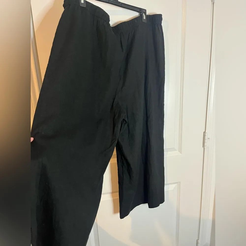 Dip NWT Black Drawstring Scrunch Waistband Linen Blend Palazzo Wide Leg Pants 2X - Image 2