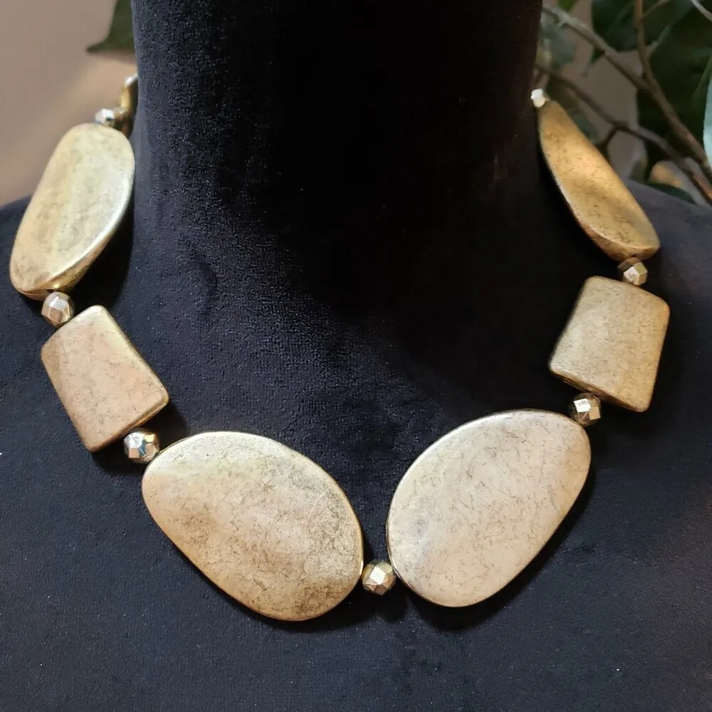 Women's Jewellery Goldplated Brass Link Collar Necklace with Lobster Clasp Gold - Image 2