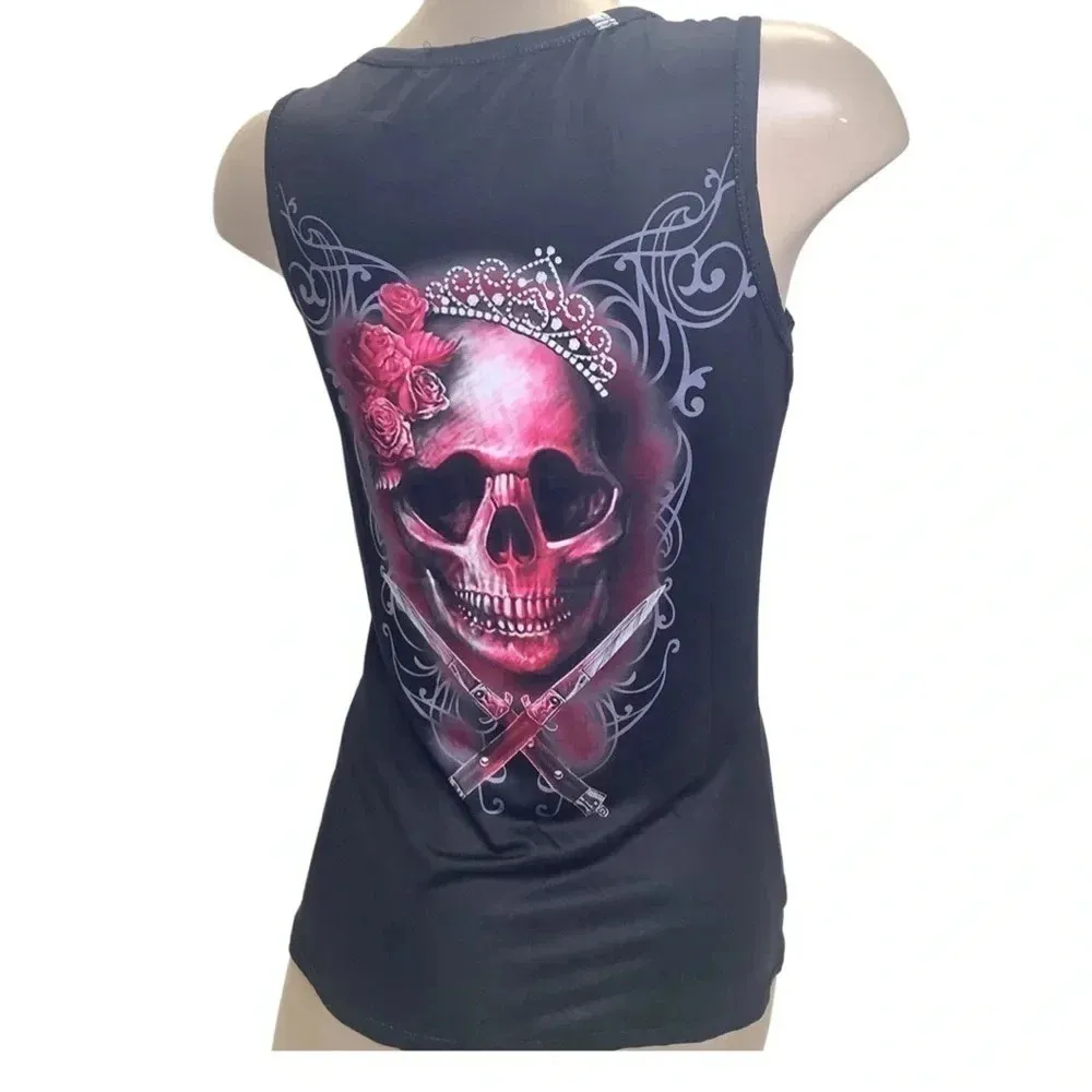 Skeleton Size Small Sleeveless Top. New No Tags Pink - Image 3