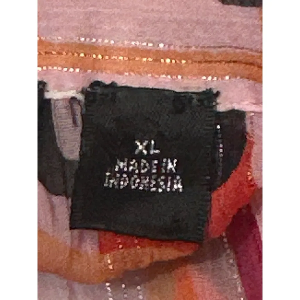 Essentials By Milano XL Pink Geometric Button Up Blouse Retro Cityworkcore Red - Image 8