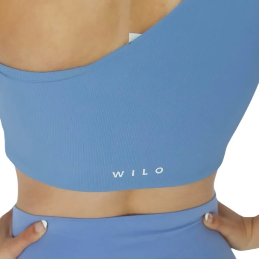 WILO The Label Women’s Size S Light Blue One Shoulder Performance Sports Bra - Image 4