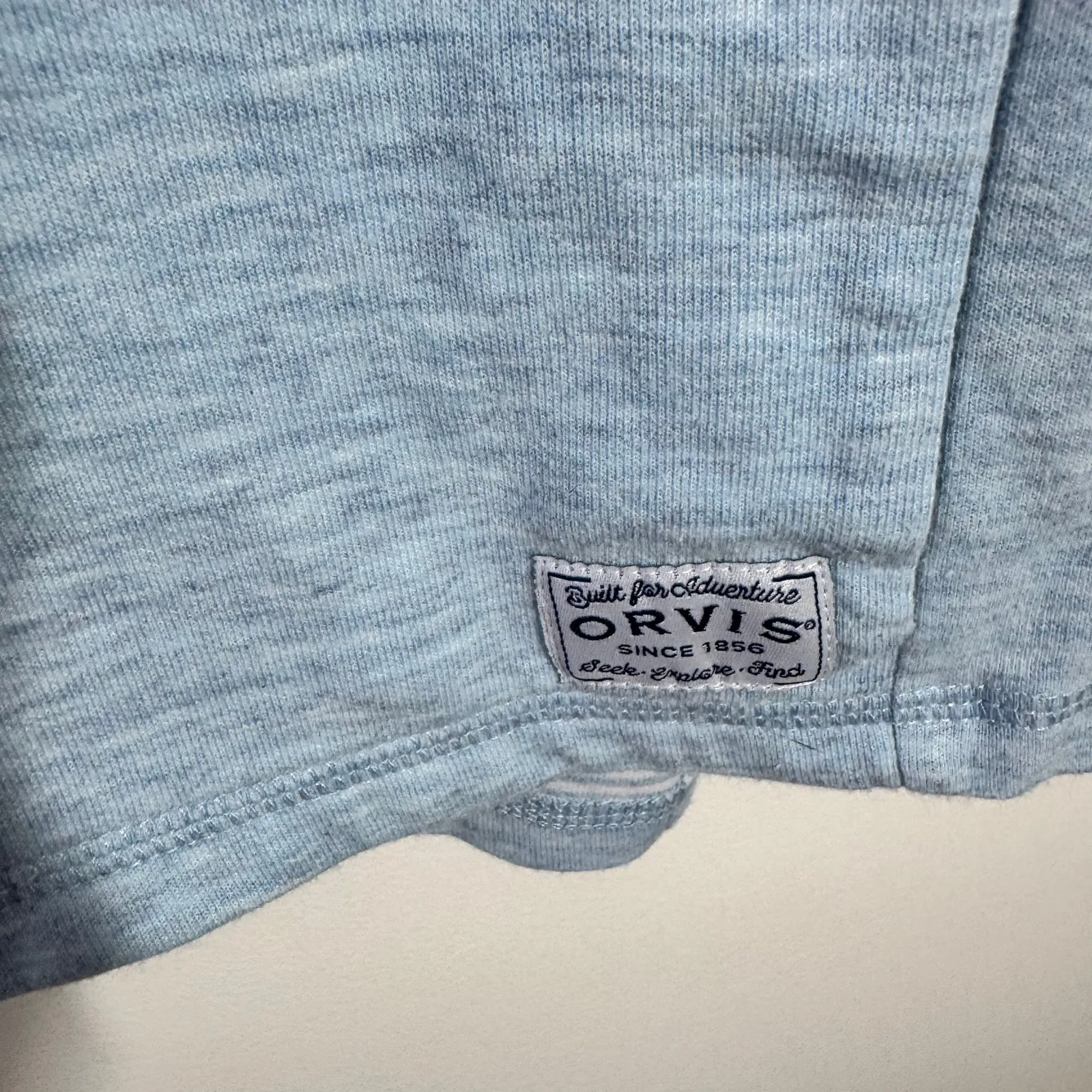 ORVIS Pullover Cowl Neck Sweatshirt Women L Light Blue Kangaroo Pocket Gorpcore - Image 6