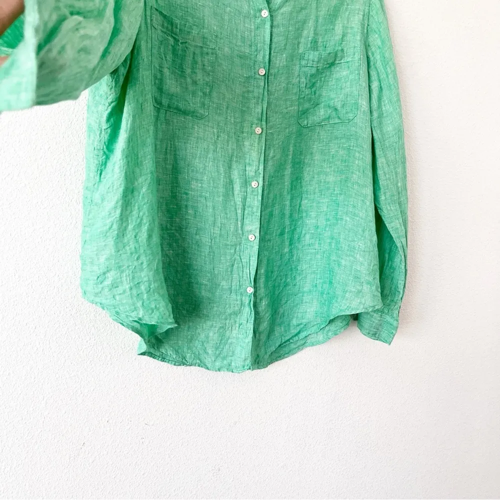 Lilly Pulitzer Linen Long Sleeve Button Down Shirt in Sea View - Image 4
