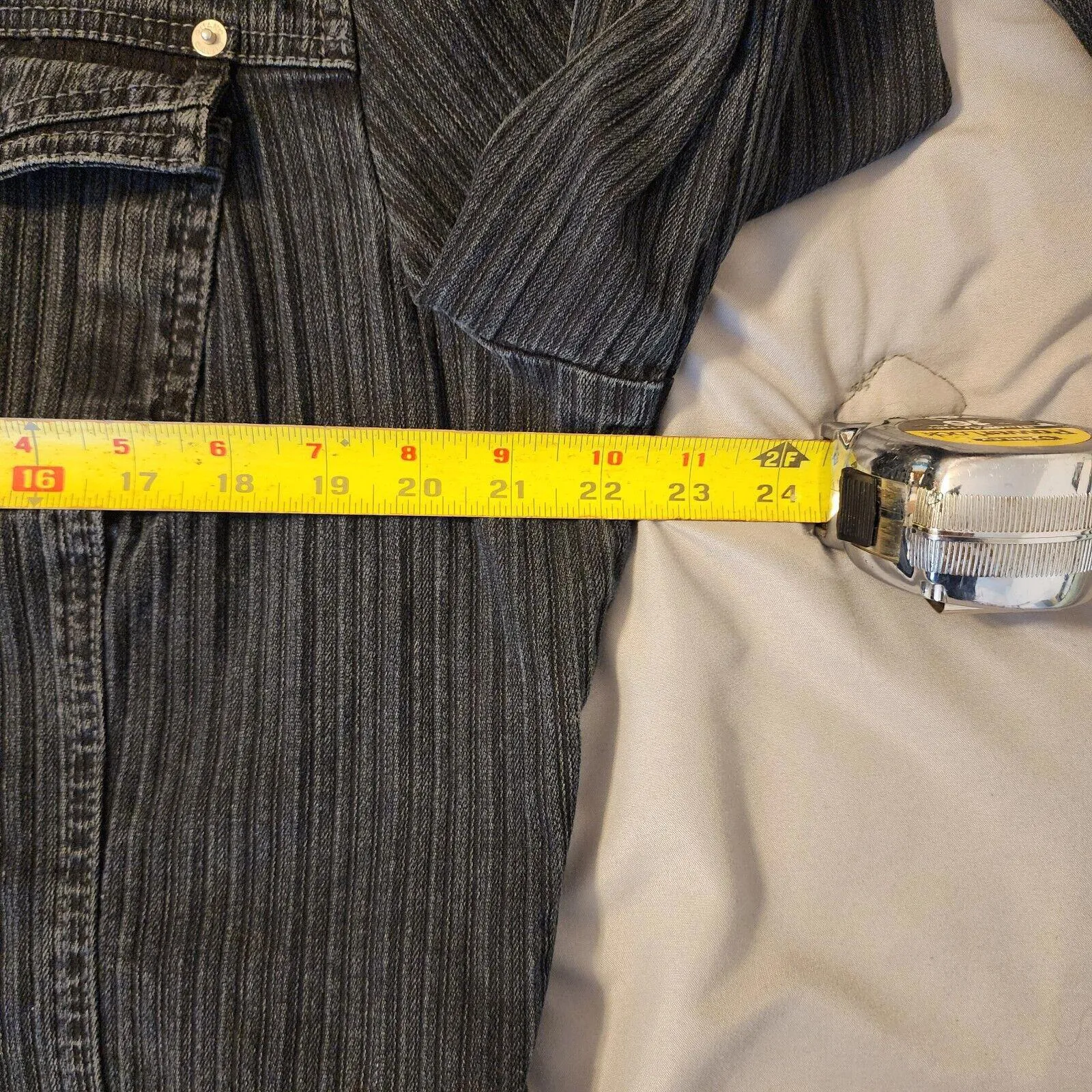 VTG 80s Black Gitano Jean Jacket 16W Denim Button Front Streetwear Size 16 - Image 7