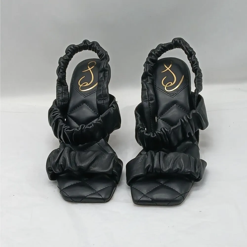 Sam Edelman Marlena Womens Heels Shoes 6M Black Leather Sling Back Sandals - Image 2