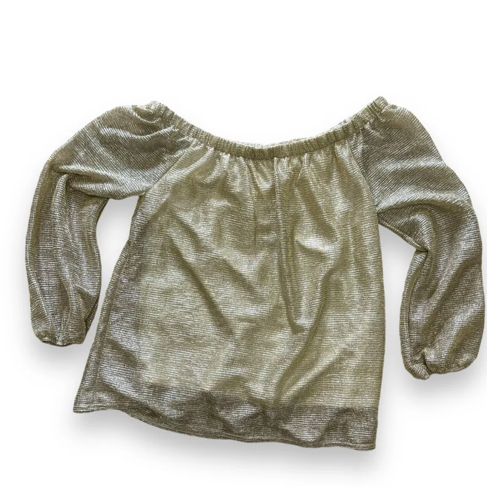 Daytrip Buckle Gold Shimmer Off The Shoulder Top - Size Medium - Image 3