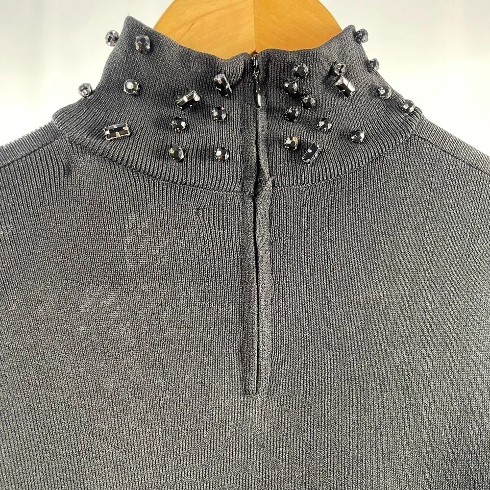 NWT Zara Jeweled Turtleneck‎ Long Sleeve Knit Dress in Black Size Small - Image 4