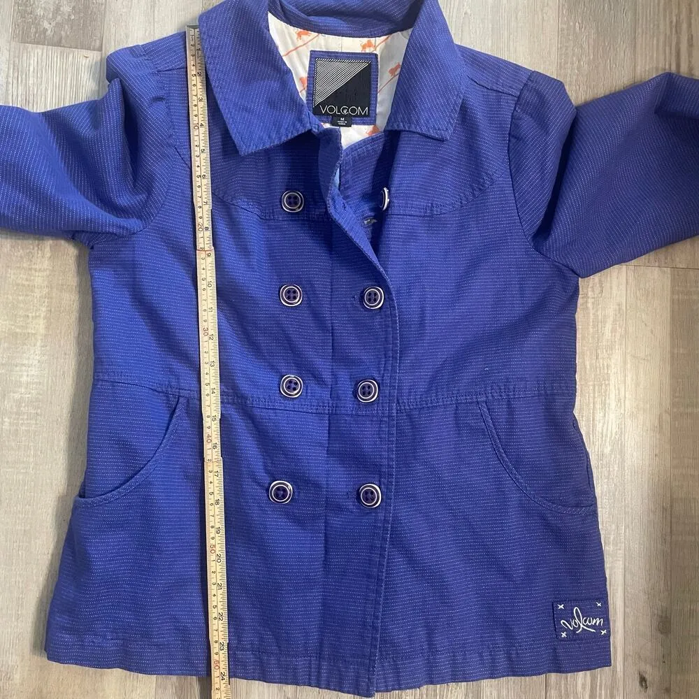 Volcom Blue & White Striped Double Breasted Collared Blazer size Medium - Image 12