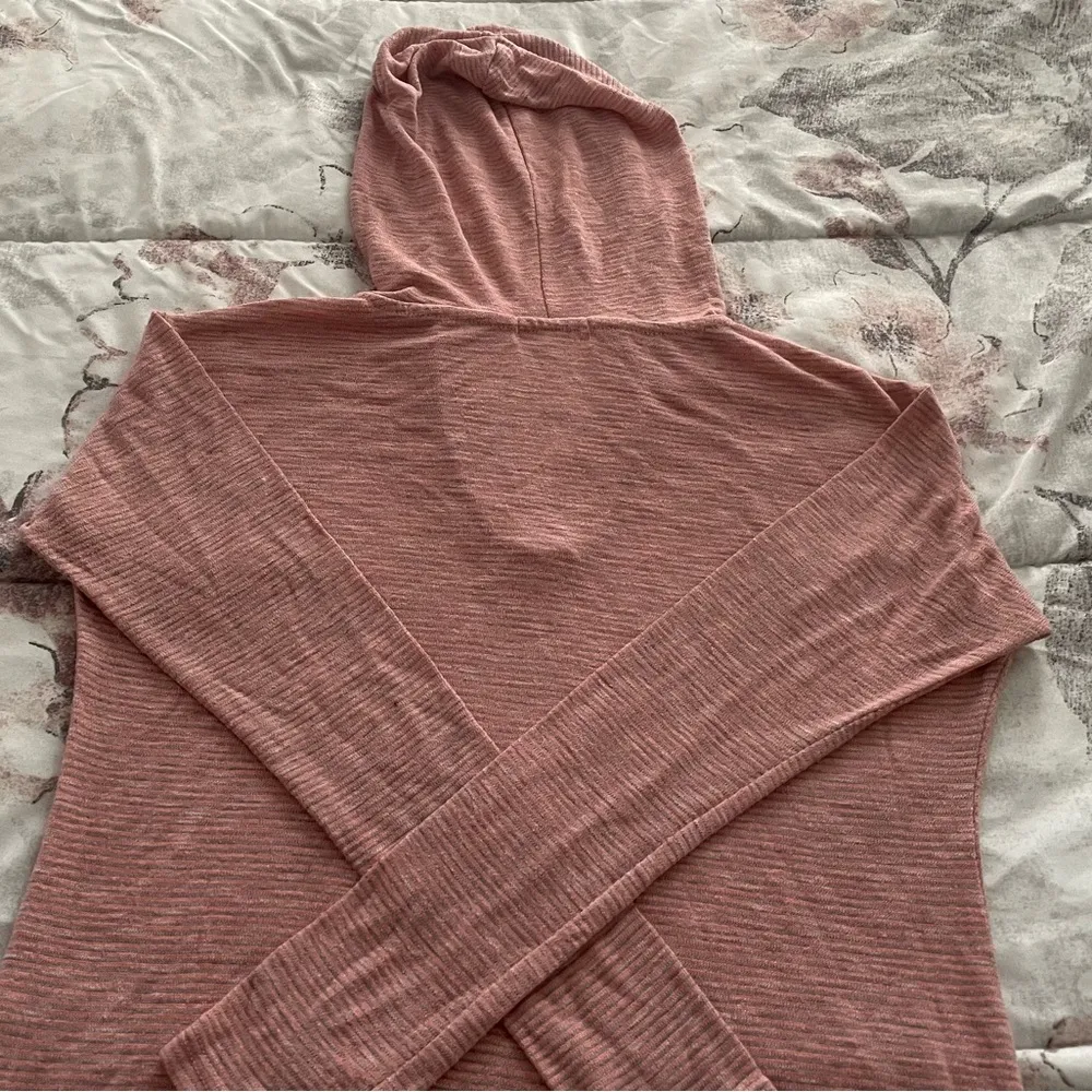 Ginger G women’s pink ribbed hooded lightweight w/side ties sweater, size S - Image 5