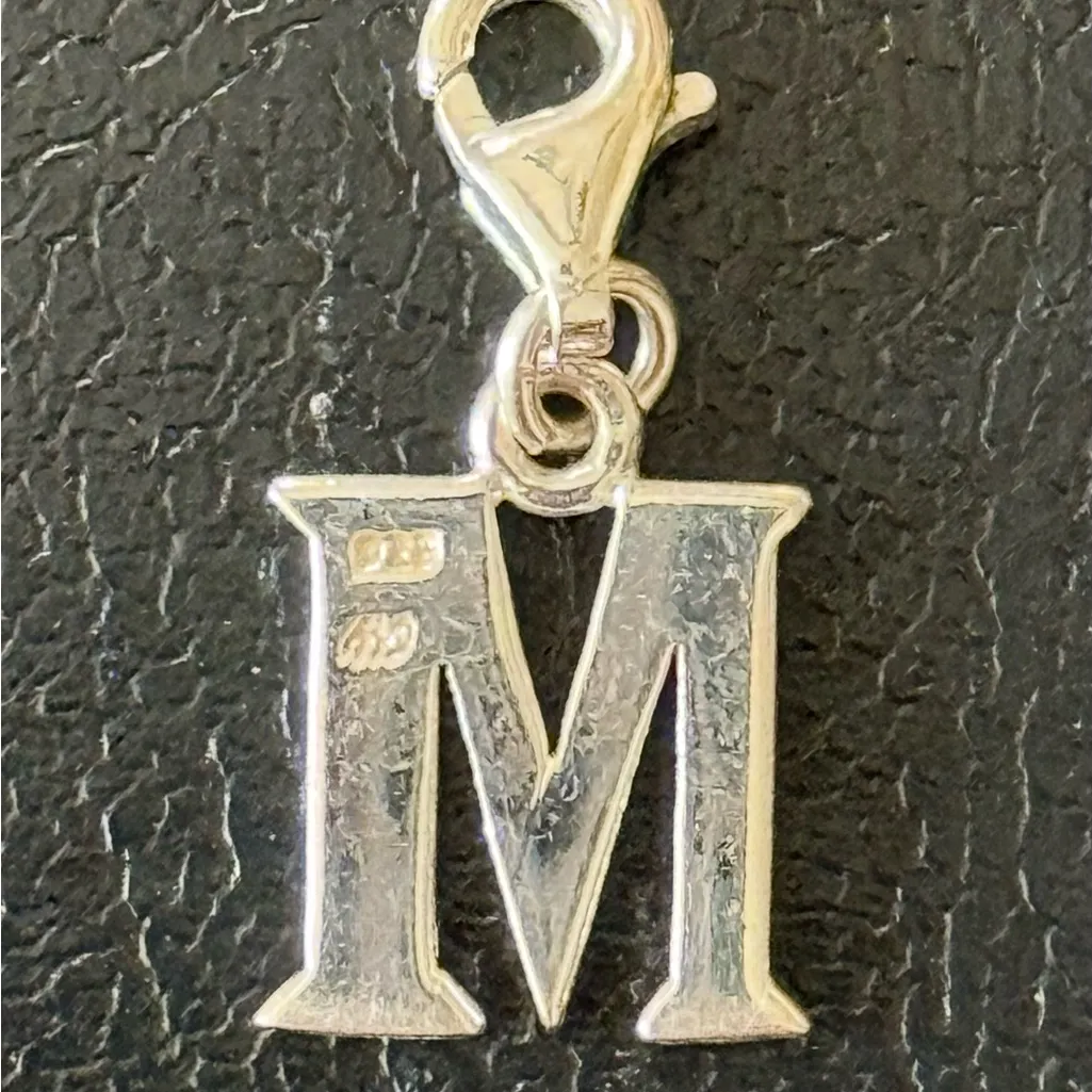 Sterling Silver Initial 'M' Charm Pendant - Image 5