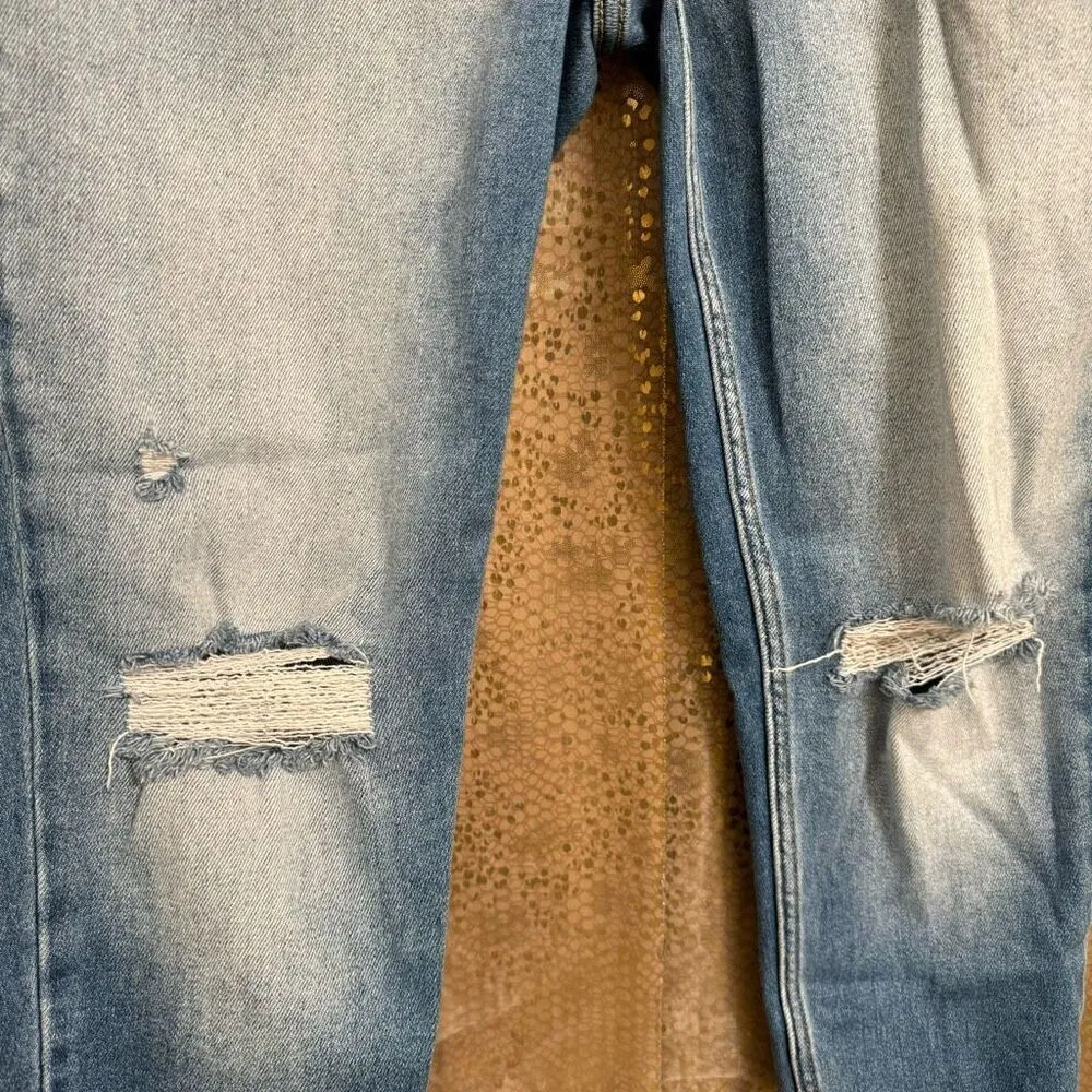 KanCan Mid Rise Skinny Ankle Reverse Hem Light Wash Jeans 15/31 Blue Size undefined - Image 4