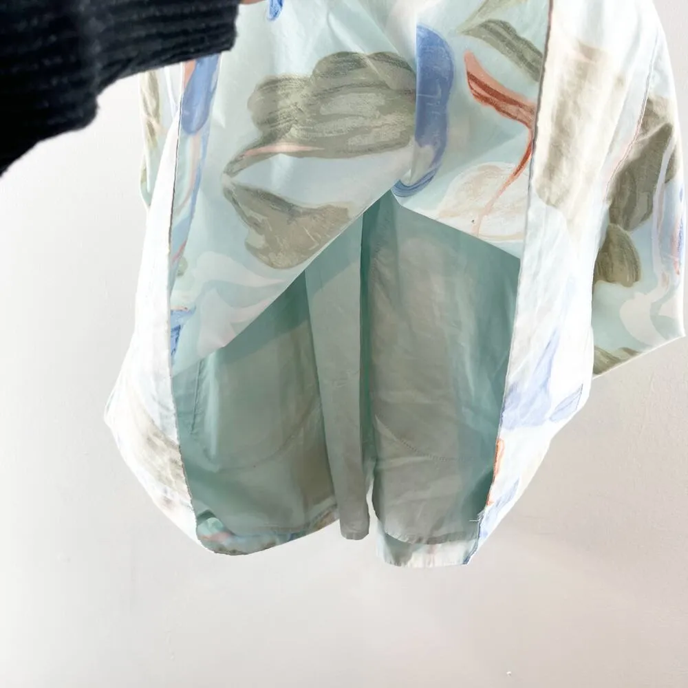 Abercrombie & Fitch V-Neck Babydoll Floral Mini Dress Cream Blue Medium Petite - Image 6