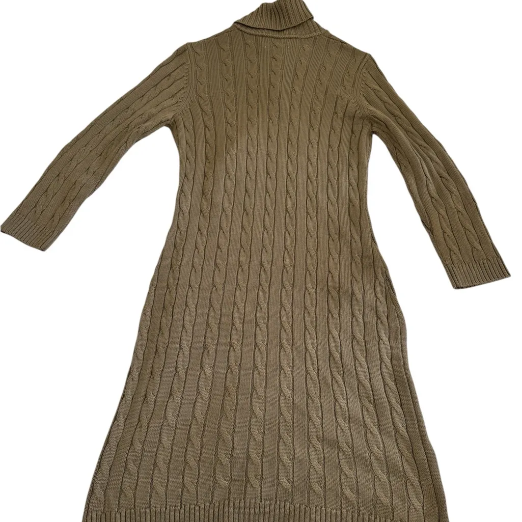 Calvin Klein Cable Knit Sweater Dress with Belt Tan Size M - Image 7