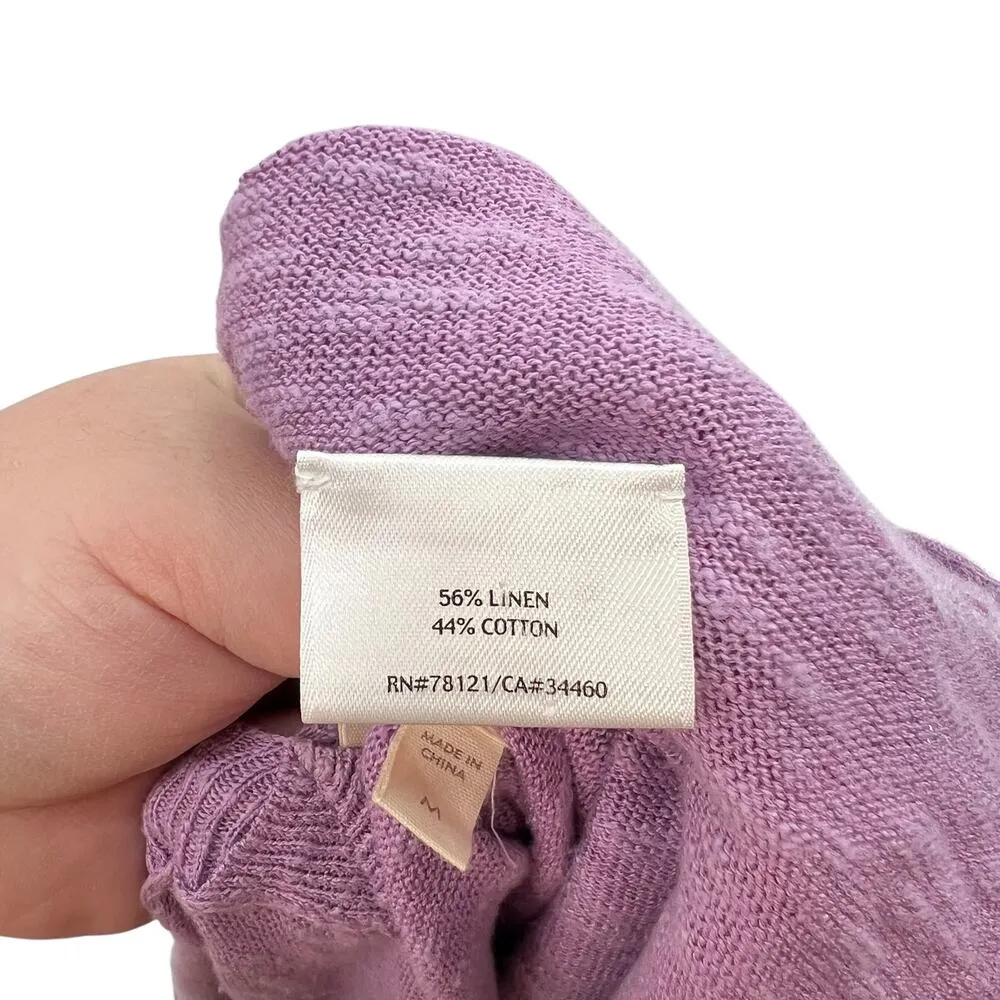 Eileen Fisher Lavender Dusk Purple Linen Cotton Slub Kimono Cardigan Size Medium - Image 11
