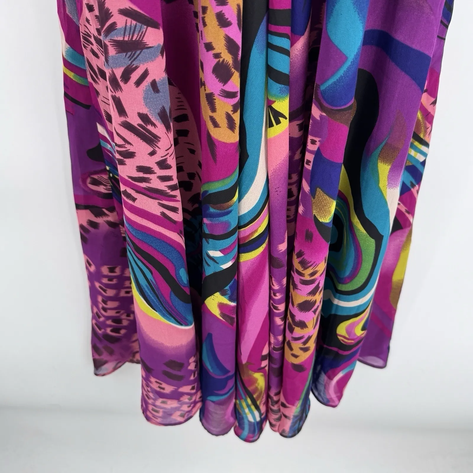 AI Authentic Icon Halter Dress Womens XS Purple Gold Sequin Flowy Boho Hippie - Image 4