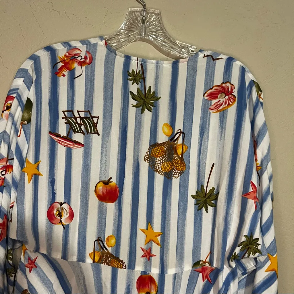 Label of Love Anthropologie Coconut Cabana Blue White Striped Cover Up Dress - Image 10