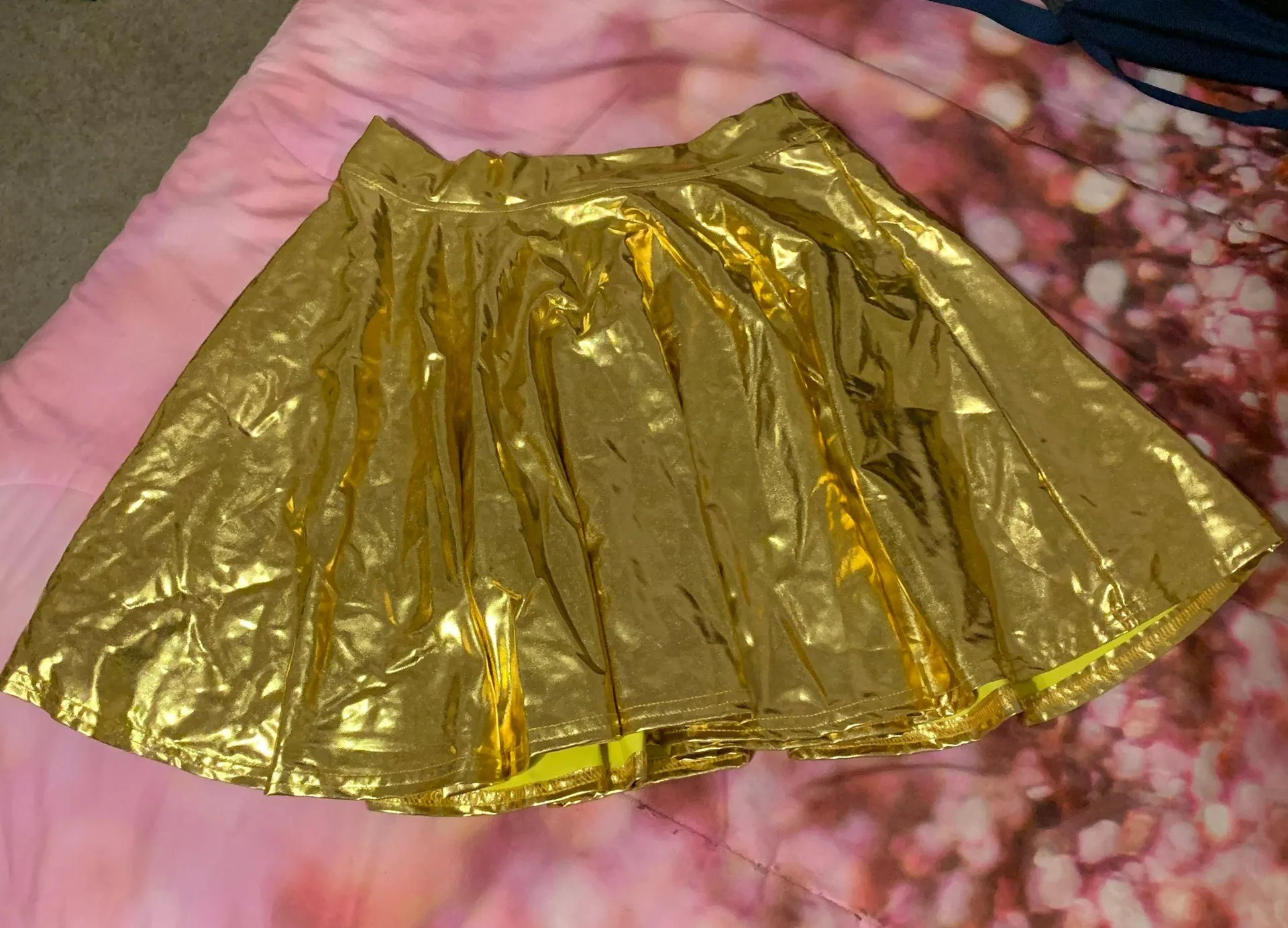 Shiny Gold Fit And Flare Party Skirt - Image 2