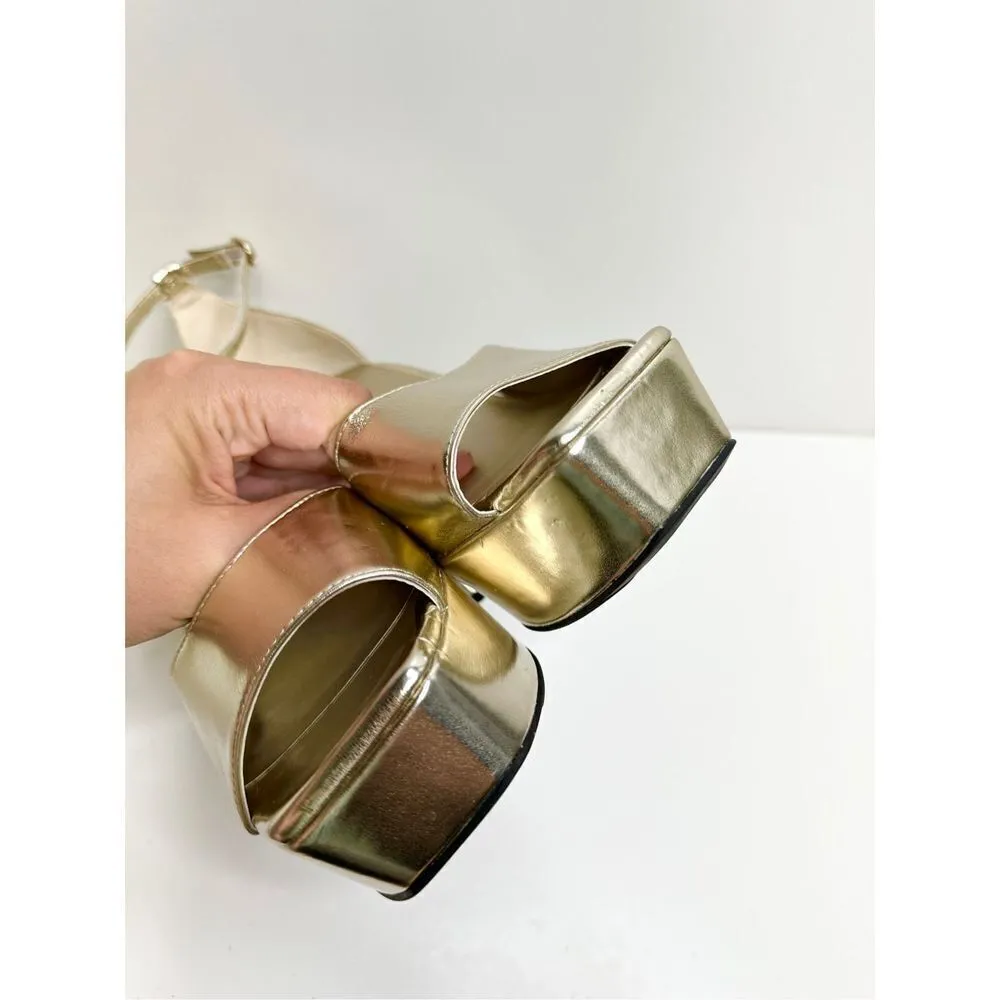 Open Edit Platform Size 9.5 Gold Kimber Ankle Strap Sandal - Image 11