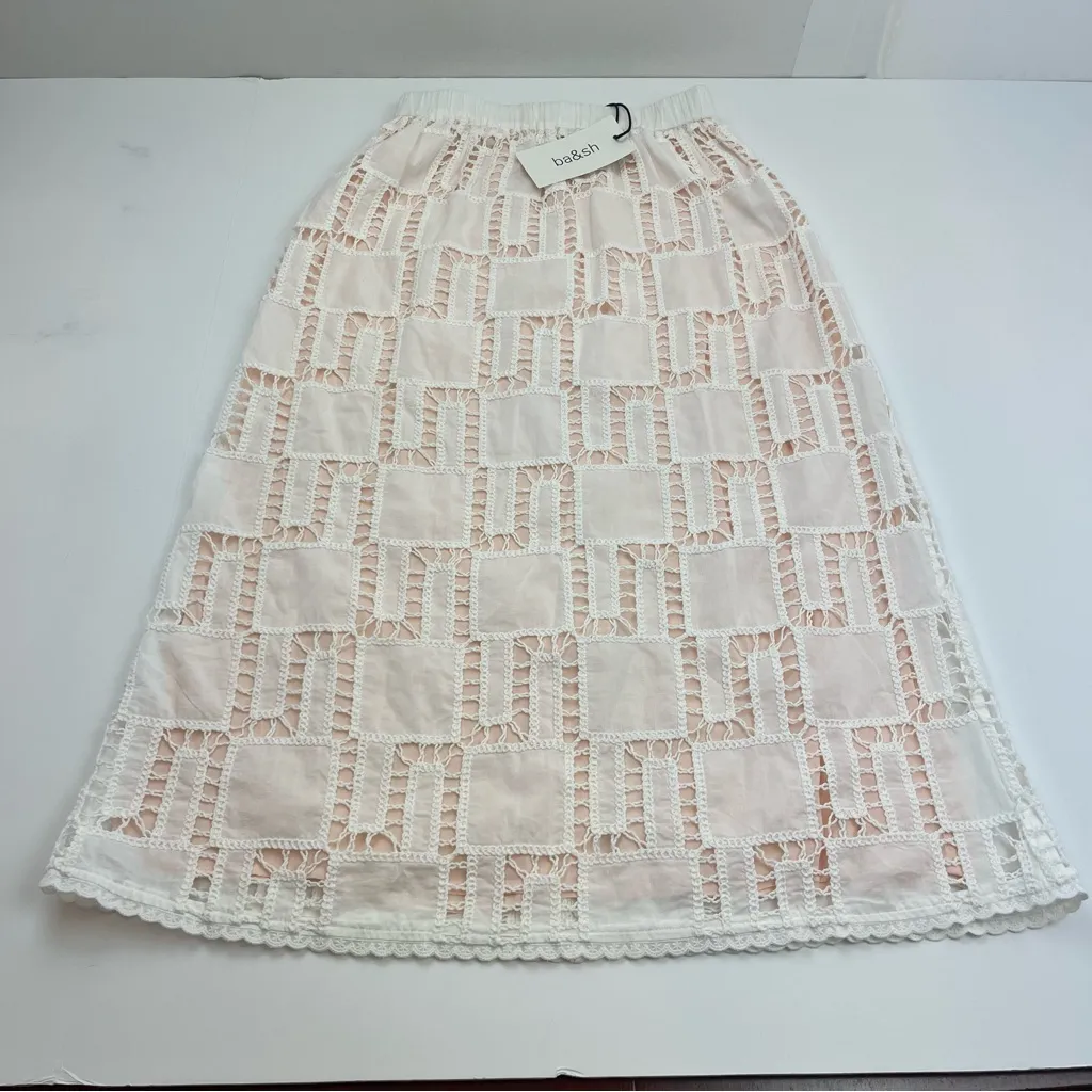 Ba&sh Anira Skirt Off‎ White Pull-On Lined Womens Size XS Cotton NEW *TINY FLAW - Image 3