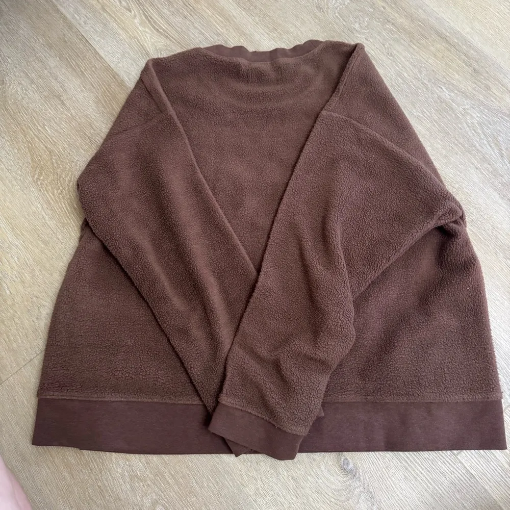 Madewell  Cozy Brown Fleece Pullover Sweater - Image 4