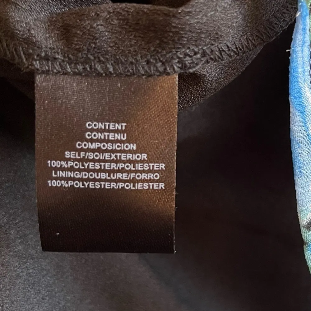 WAYF Dress Blue Floral Print Long Blouson Sleeve Open Back Tiered Midi Sz L NWT - Image 13