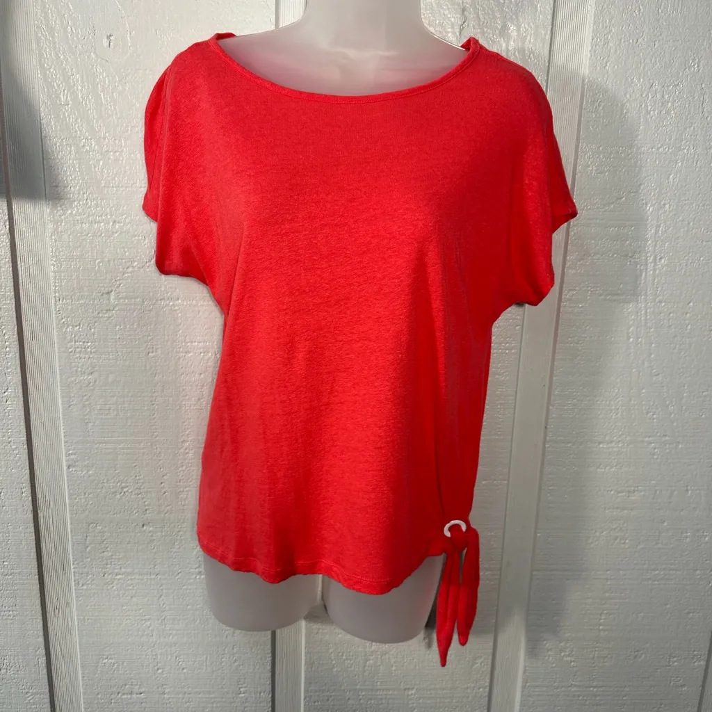 MICHAEL KORS Red Jersey Boat Neck Dolman Sleeve Tie Side Top Size Small EUC - Image 2
