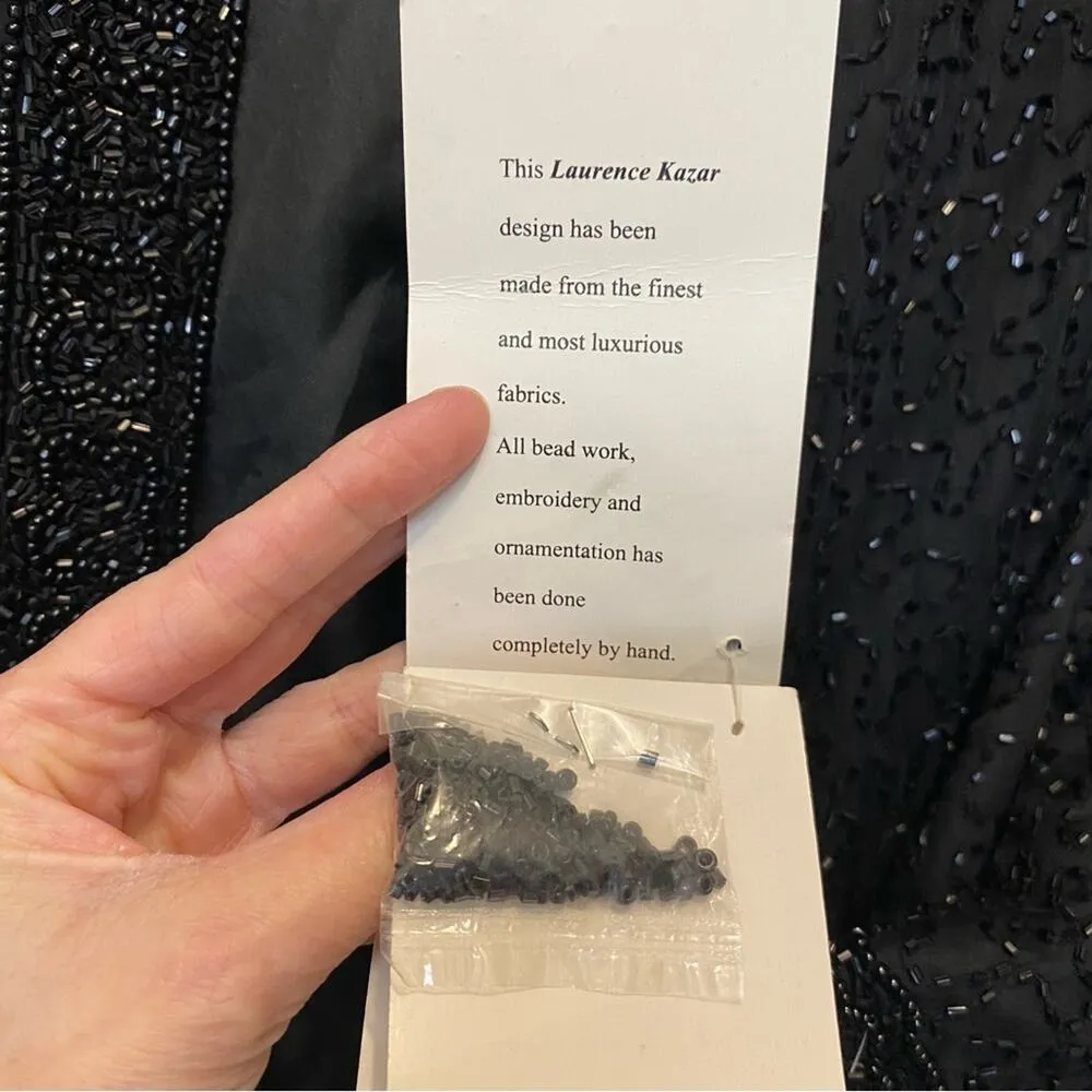 Laurence Kazar Beaded Cardigan Jacket 100% Silk Top Clasp Black Made India NWT - Image 4