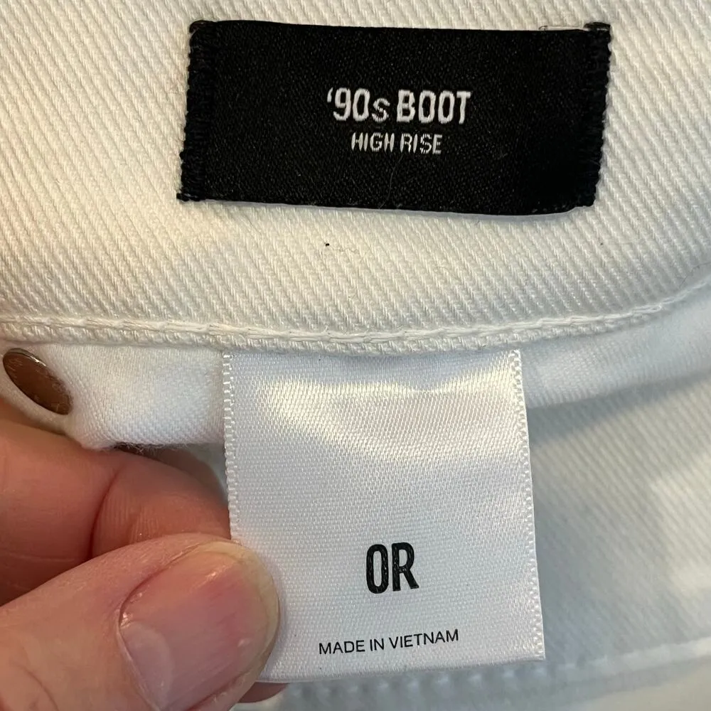 EXPRESS  NEW High Waisted White Ripped 90s Bootcut Jeans Size 0 Regular - Image 9