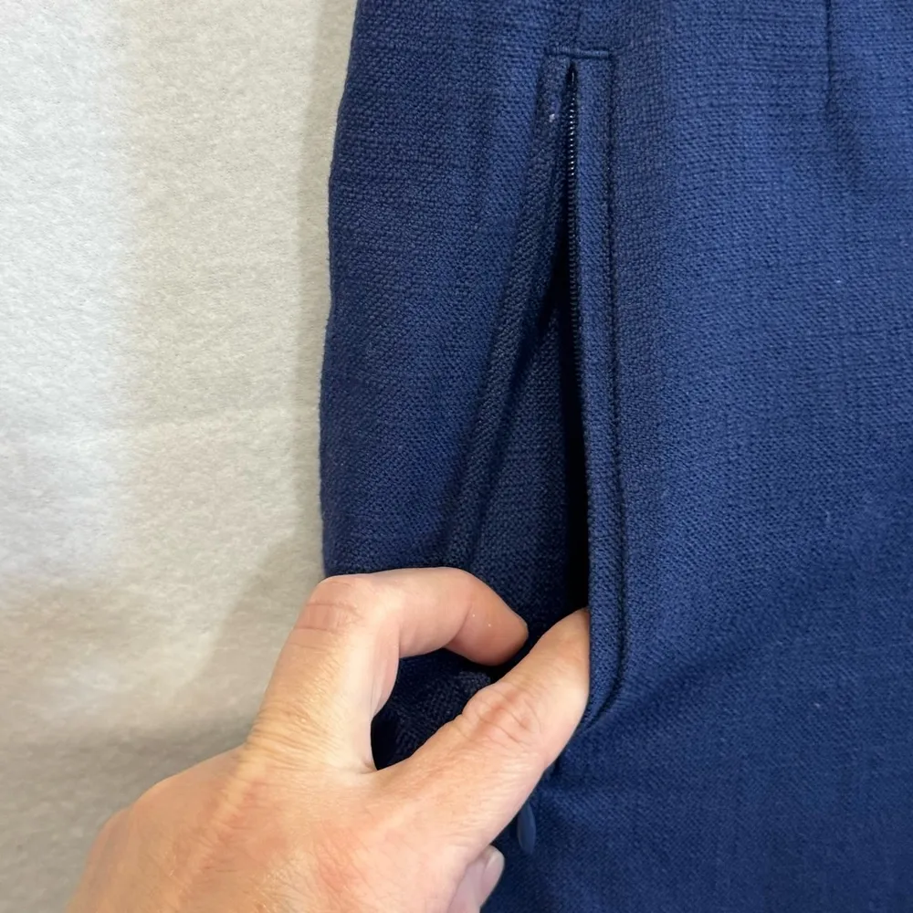 Club Monaco Cigarette Cropped Ankle Pants Navy Blue Women's Sz 4 Side Zip Pocket - Image 5