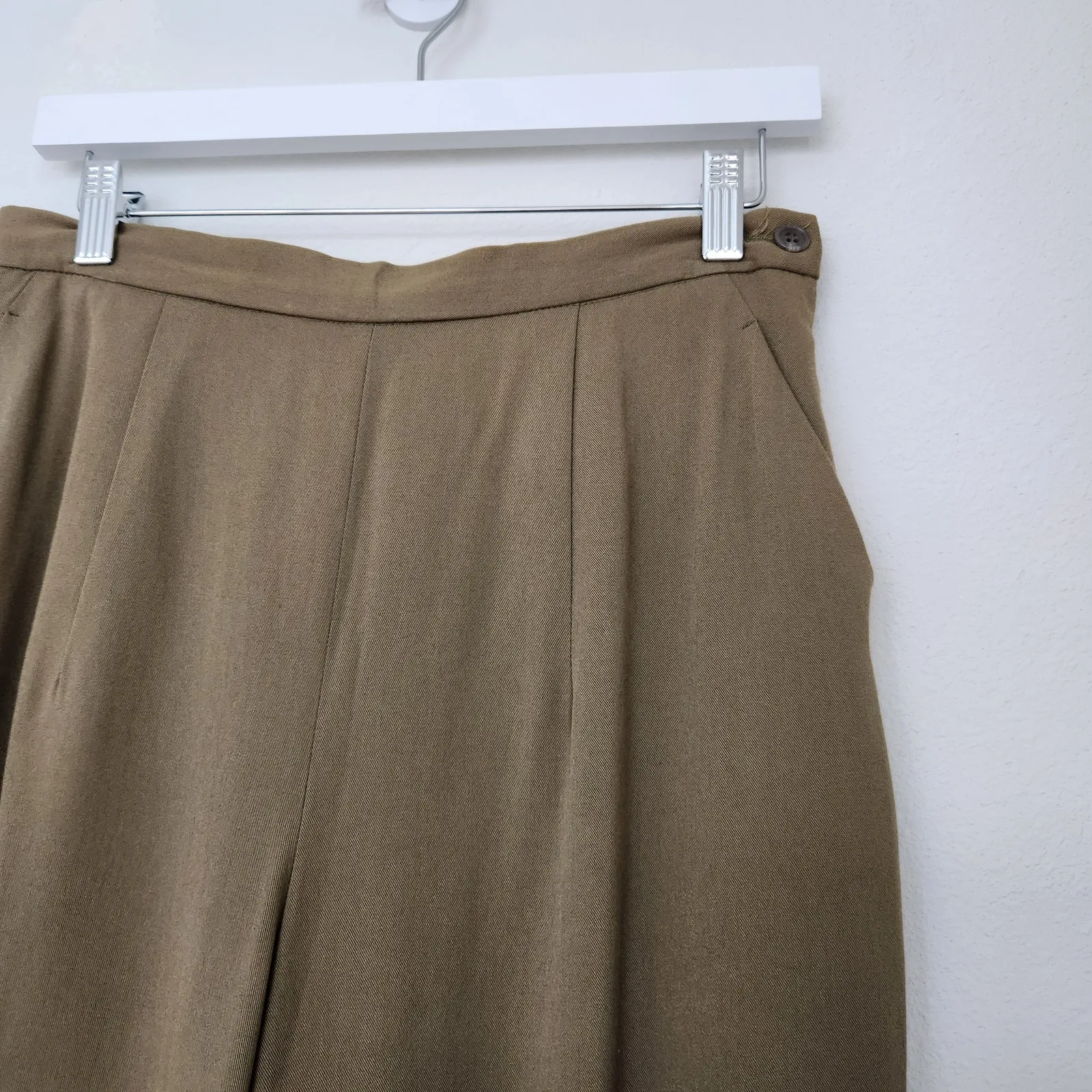 Vintage Hillary Charles High Waisted Trousers Straight Leg Khaki Pants 4 Tan - Image 3
