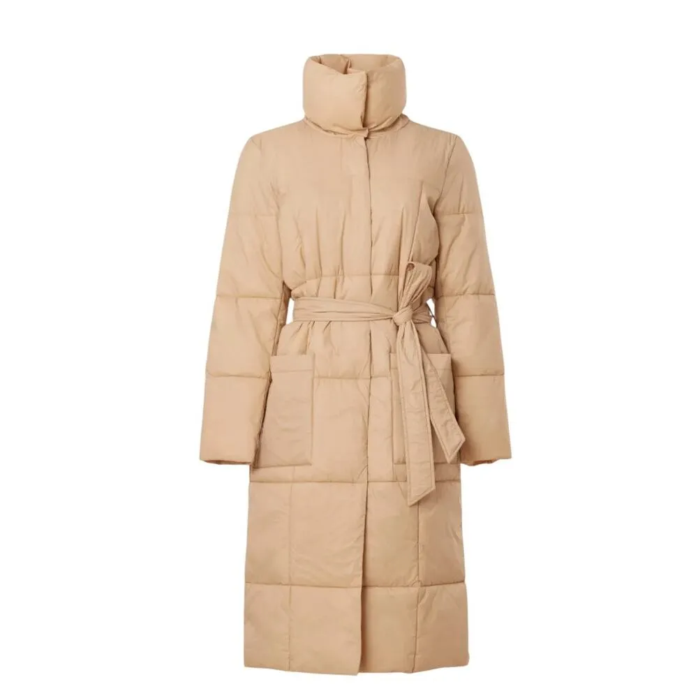 Ellen Tracy Camel Pillow Cowat SMALL Puffer Warm Quilted Trench Designer $296 - Image 2