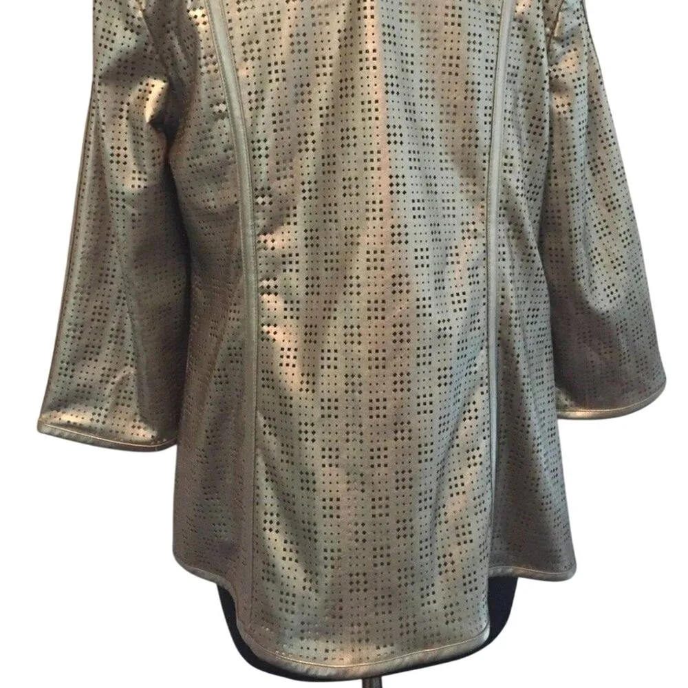 Chico's Traveler's Collection Gold Perforated Open Blazer Jacket Ladies NWT - Image 5