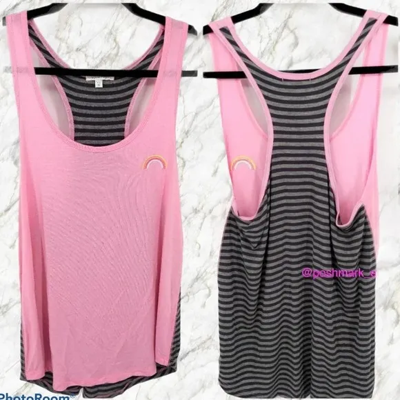 PJ Salvage Pink Rainbow Stripe Modal Tank Top - Image 2