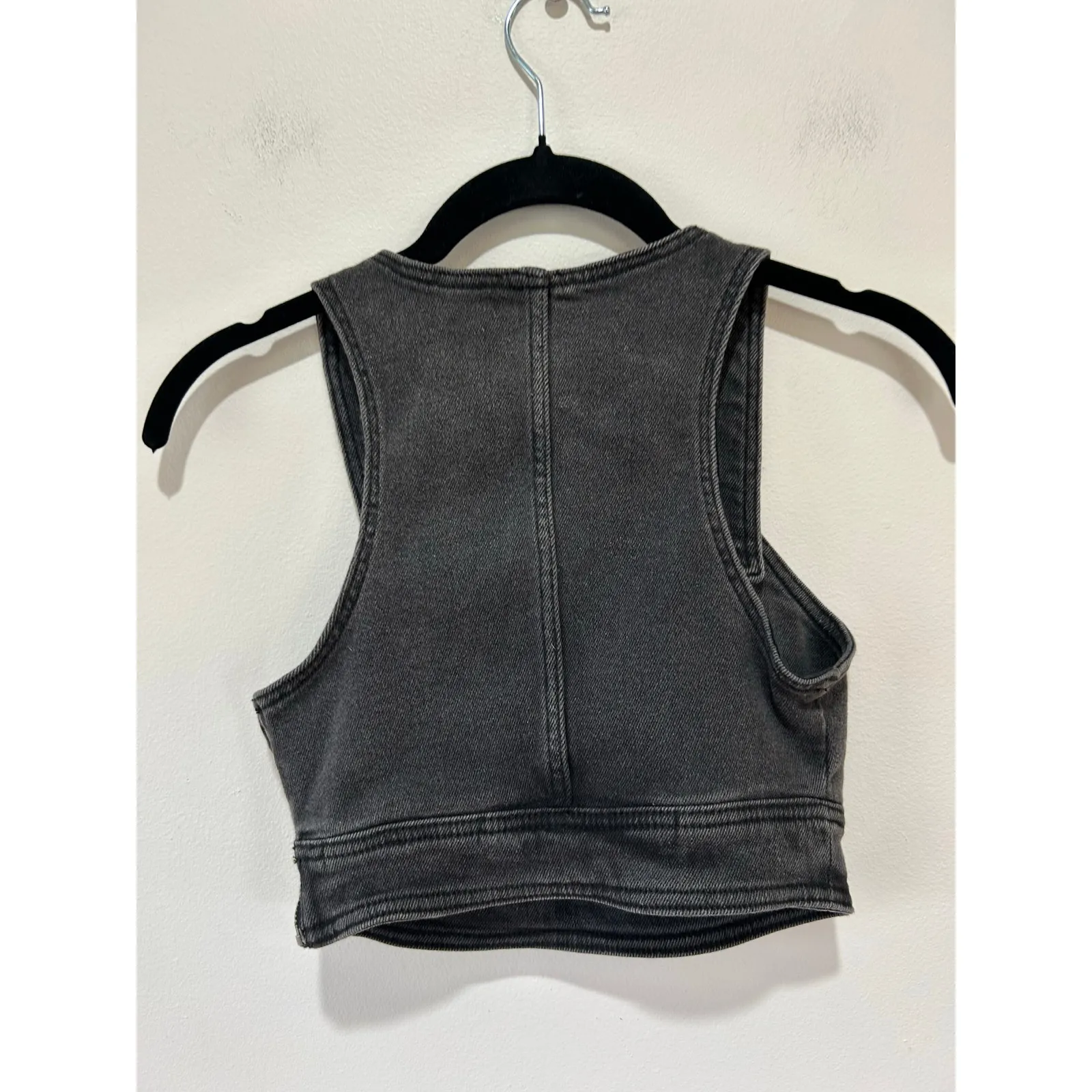 Wild Fable black denim crop top tank vest size XXS goth grunge festival - Image 4