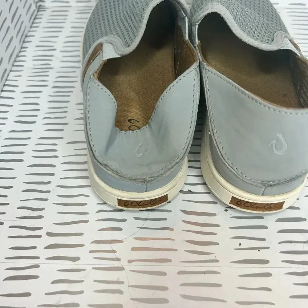 Olukai Pehuea Slip On Shoes Gray Comfort Sneakers Loafer Folding Heel‎ women 6.5 - Image 7