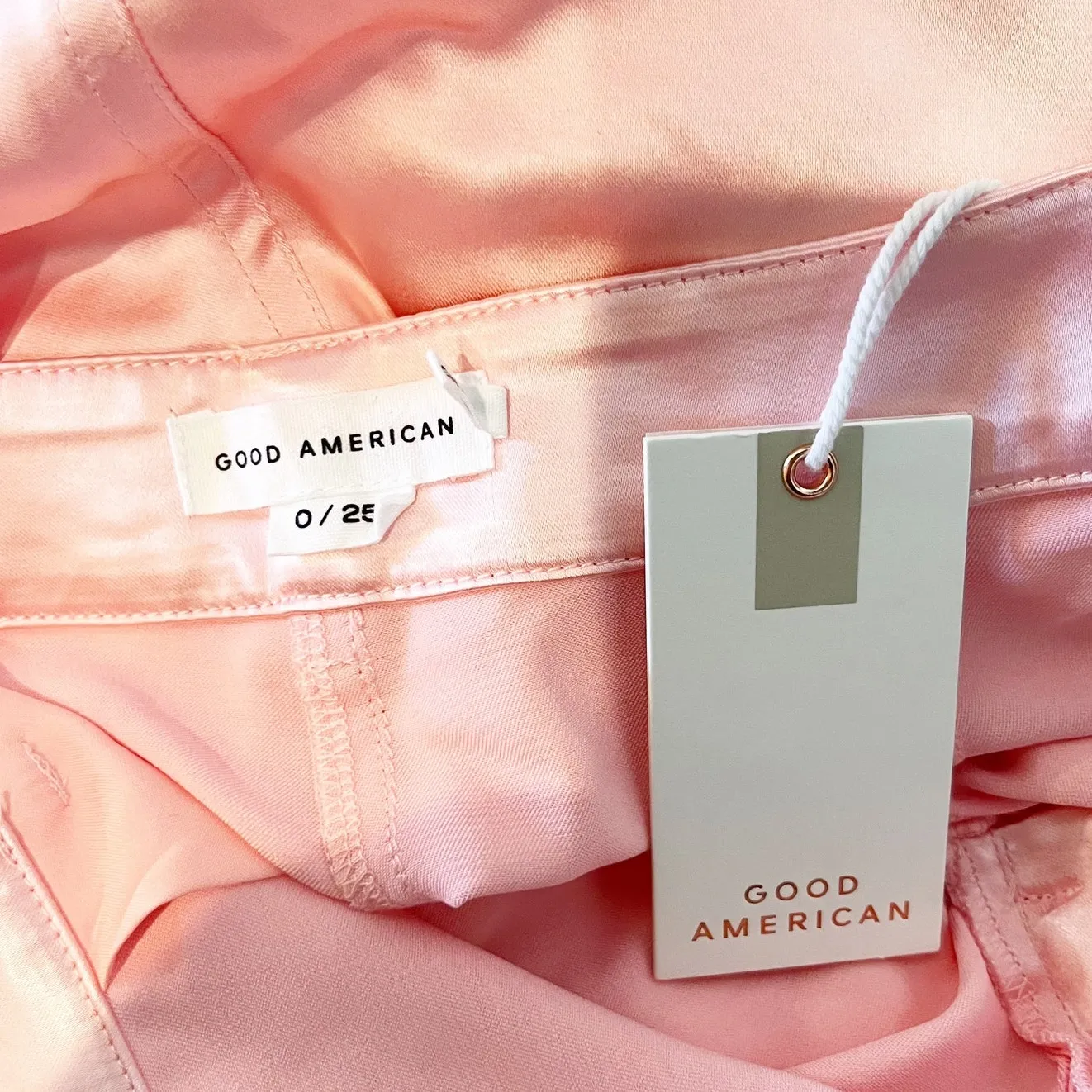 Good American High Rise Satin Trouser Pants Bubble Pink 0 / 25 - Image 3