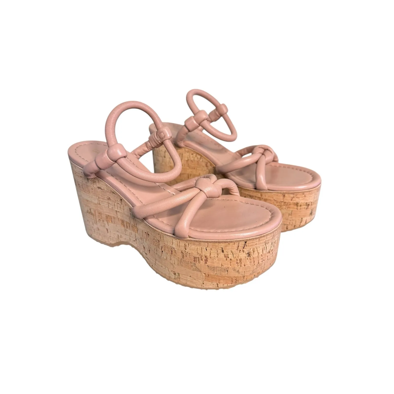 Gianvito Rossi NIB Nappa 100mm Leather Platform Sandals in Peach Size 39.5 - Image 6