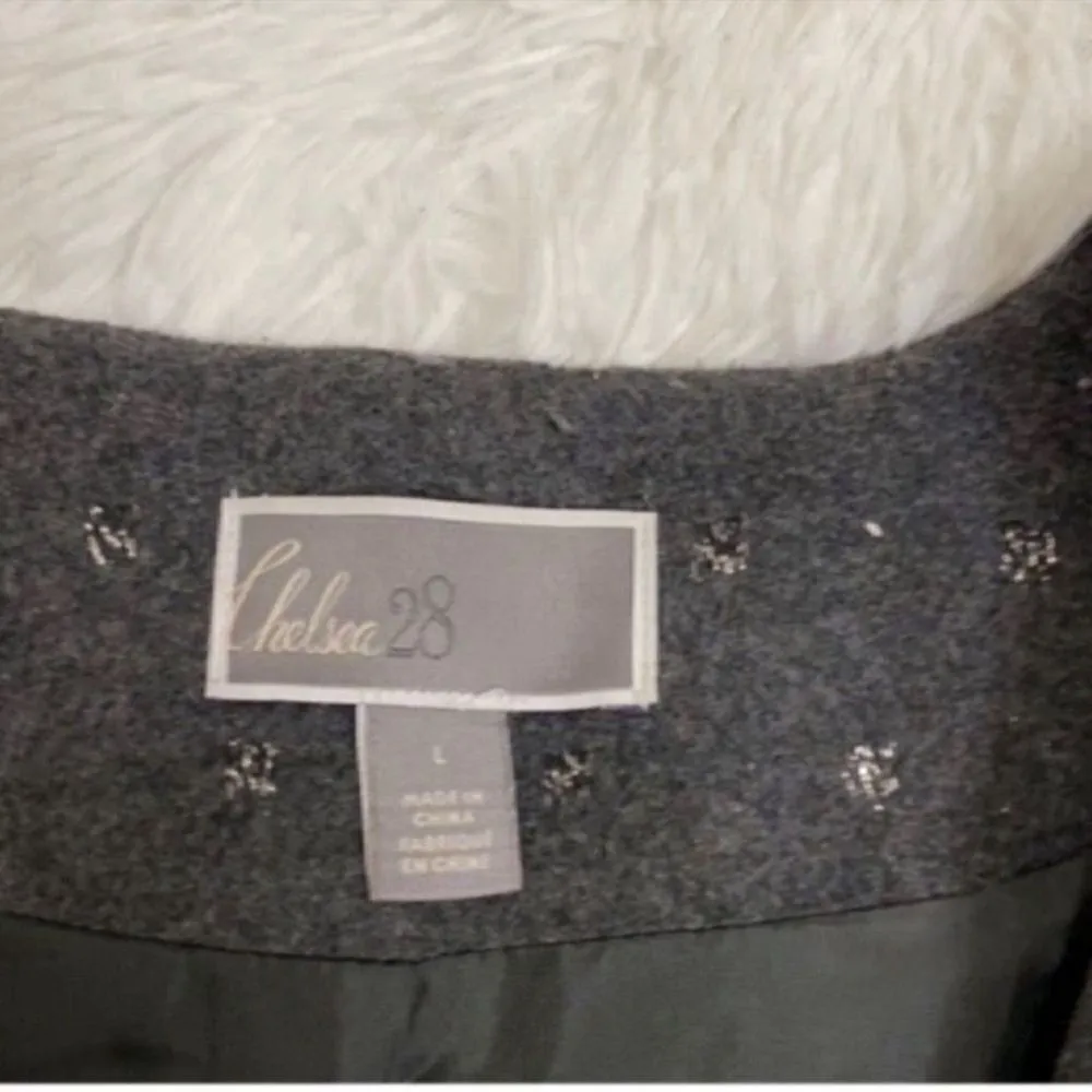 Chelsea28 Gray Crop Open Front Wool Blend Jacket (Size Large) - Image 5