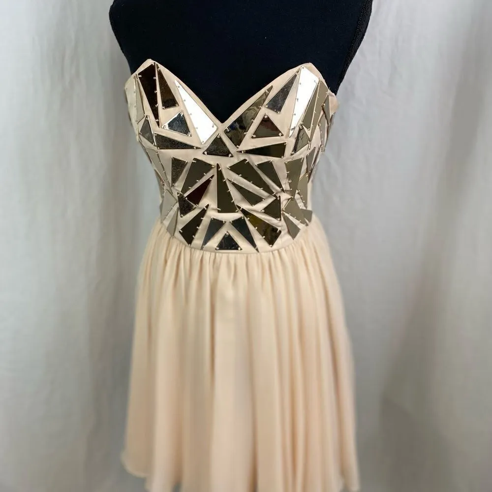 #317 OPULENCE ENGLAND Metal Bustier Cocktail Dress Size 4 - Image 8