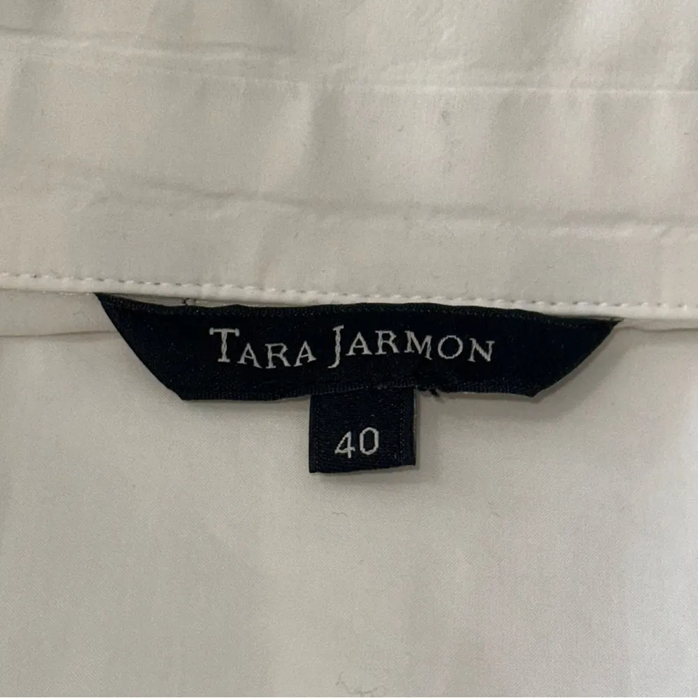 Tara Jarmon Women’s 40 M White Crystal Embellished Neck Cuffs Button Up Shirt Size M - Image 9