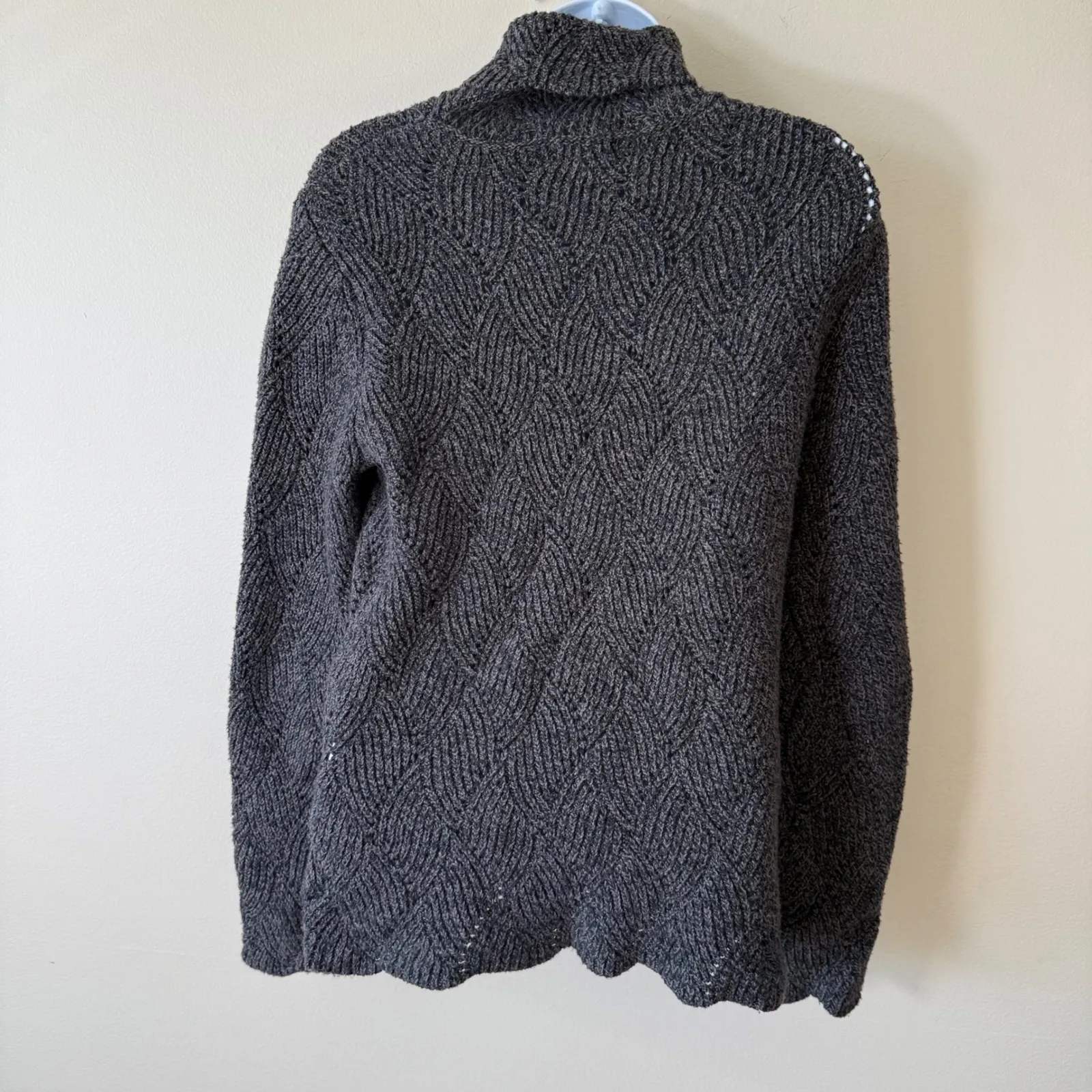Sundance Gray Knit Turtleneck Sweater Women's Medium‎ Long Sleeve Patterned - Image 6