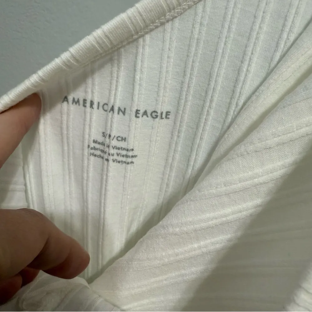 American Eagle Cream Ribbed One Shoulder Tank Size Small - Image 2