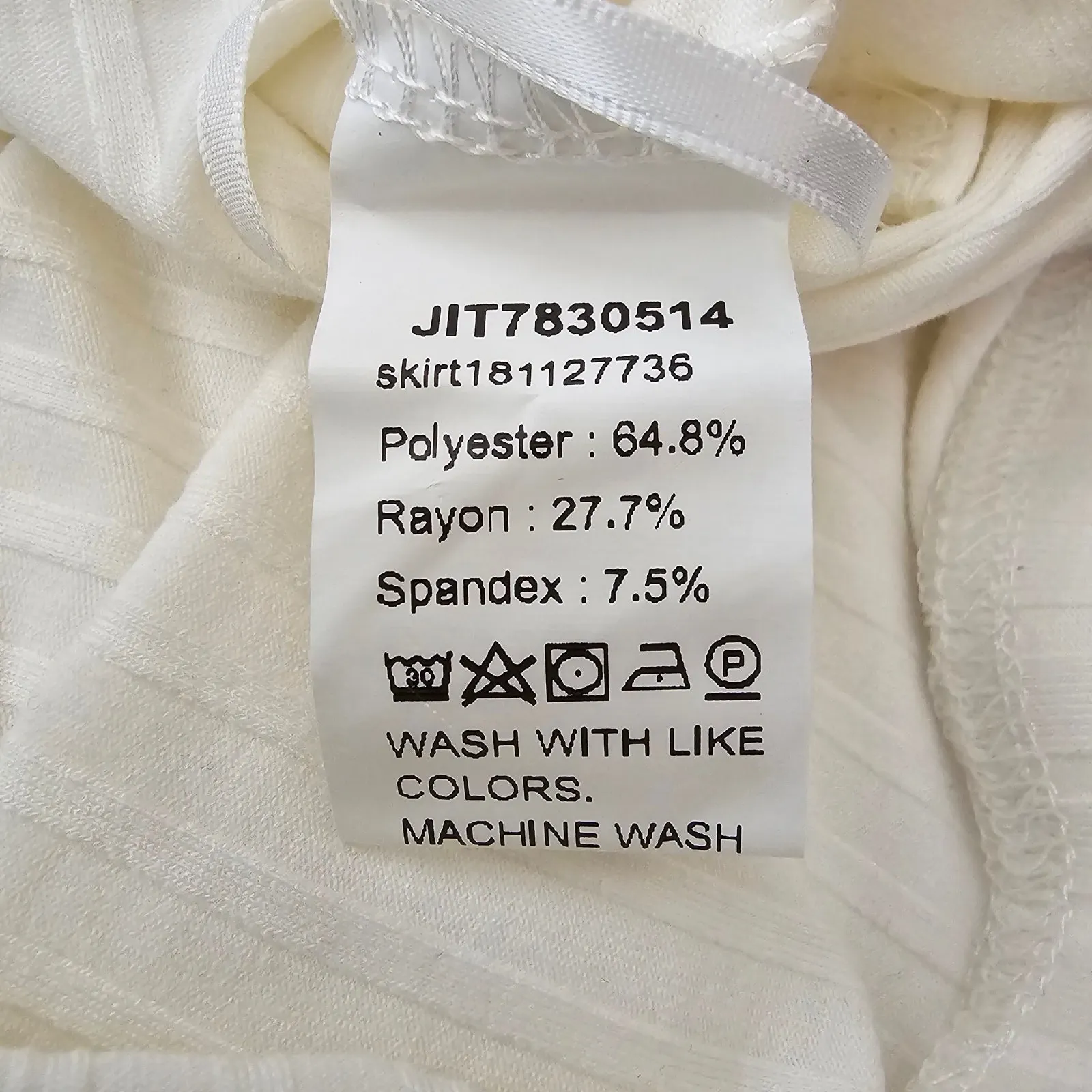 Ribbed 90s Y2K Skater White Stripe Button Cottage‎ Stretch Midi Skirt Large 12 - Image 5