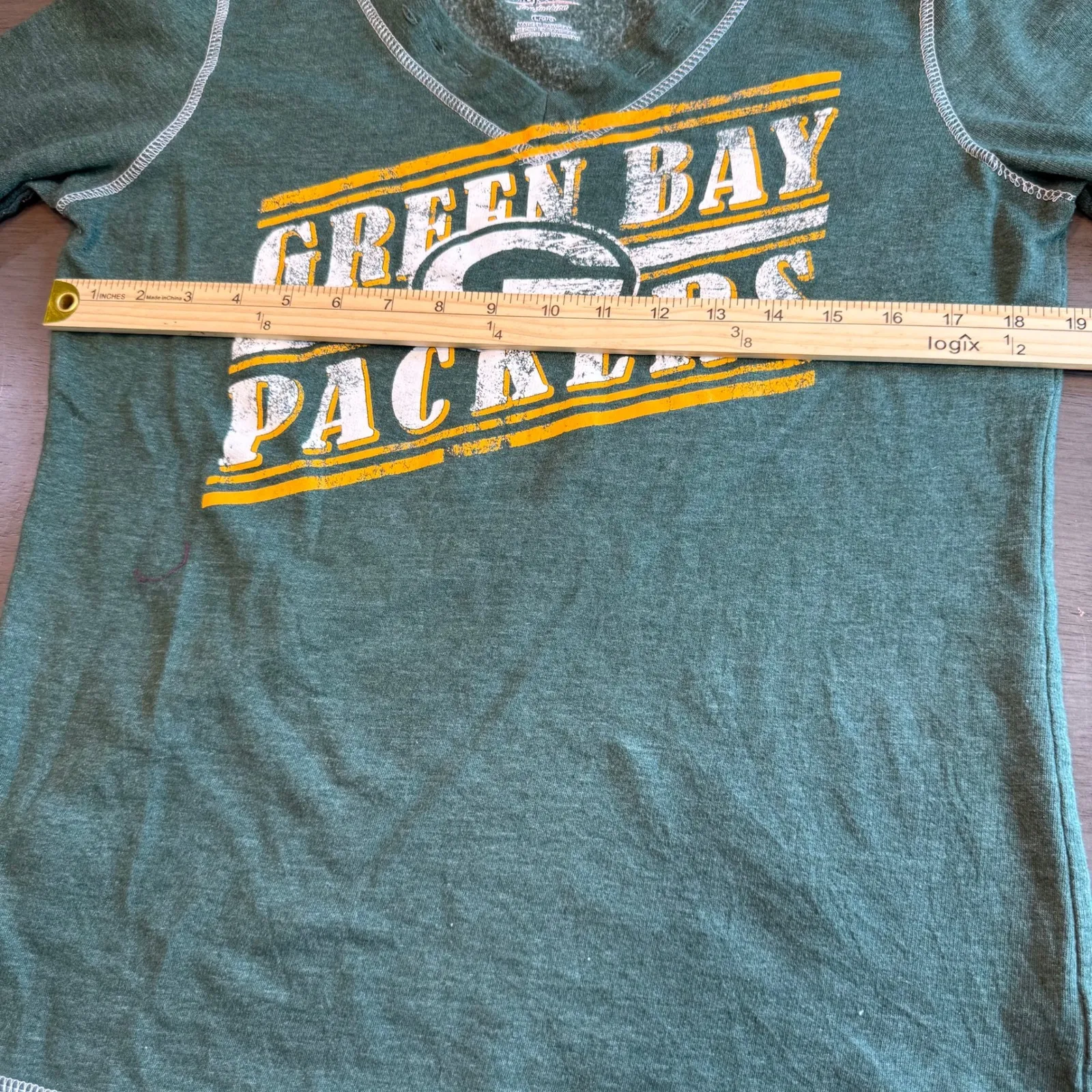 Majestic Green Bay Packers Womens L Graphic Long Sleeve V Neck T‎ Shirt NFL - Image 7