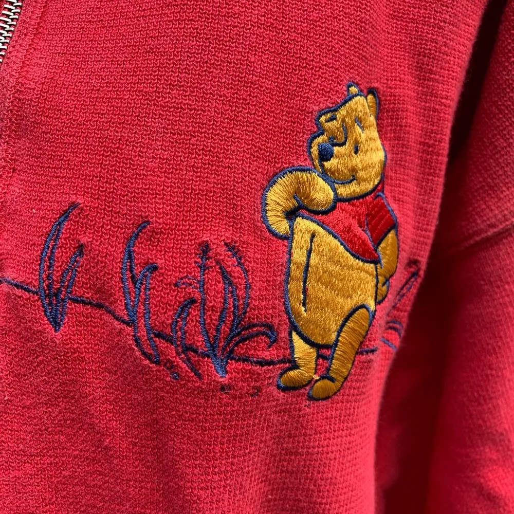 Vintage Disney Store Winnie The Pooh & Piglet Red Sweatshirt Top Shirt Size L - Image 3