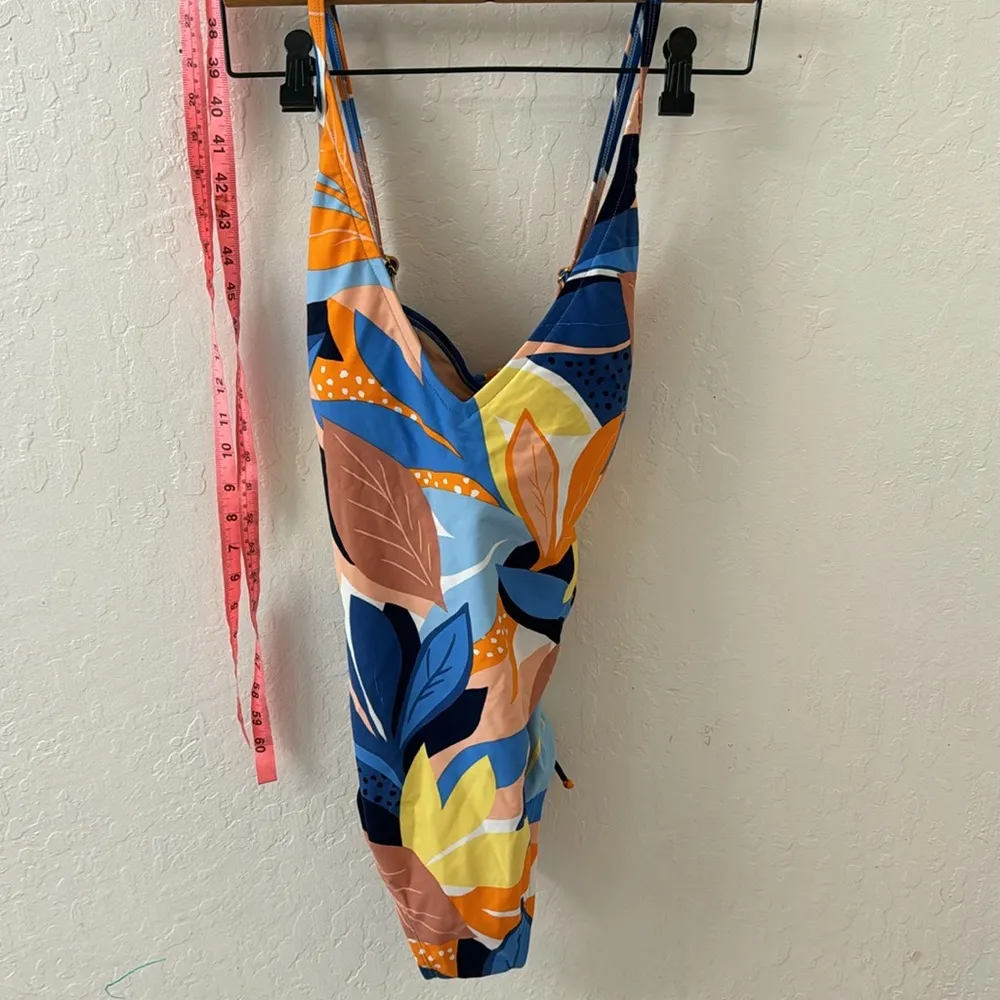 Kona Sol Womens XL (16) Tropical Print Shirred Medium Coverage OnePiece Swimsuit - Image 3