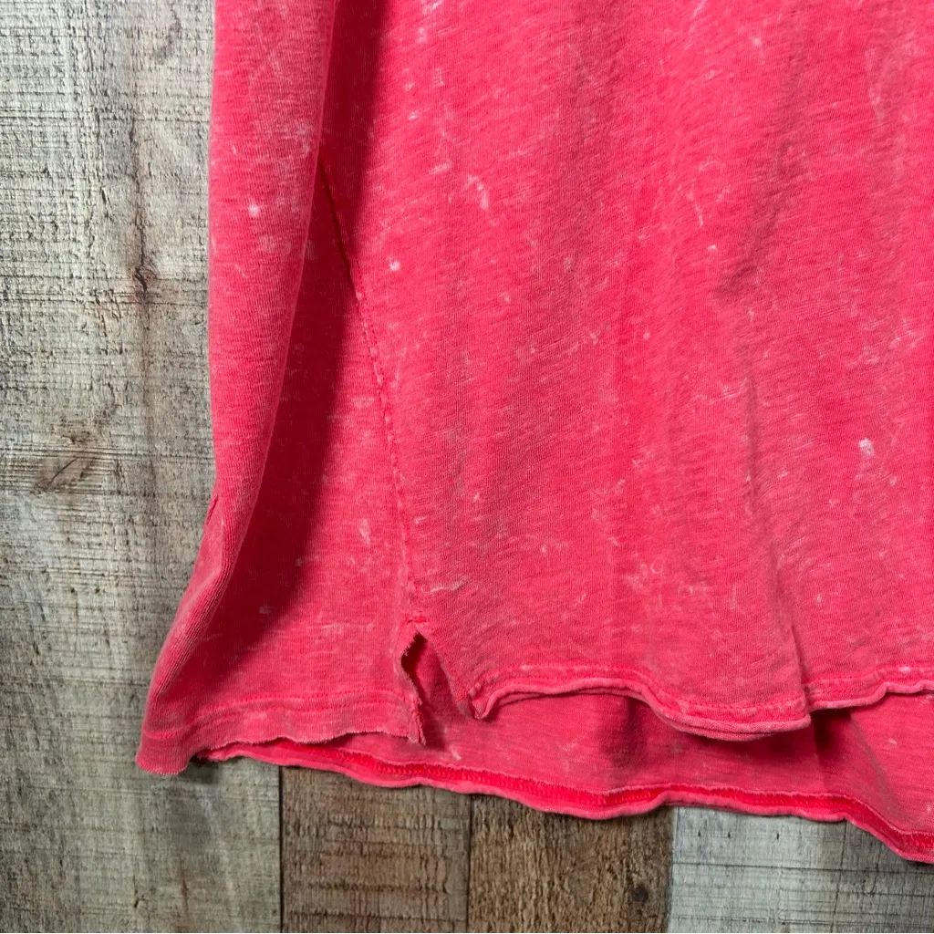 Aerie Oversized Acid Wash Medium Tee Shirt Cotton Red Casual - Image 3